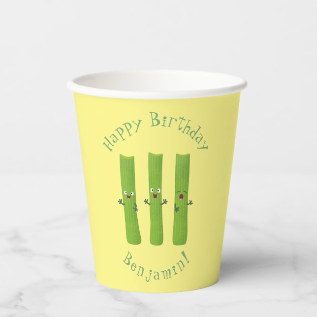 Vasos De Papel Cute apio palitos trio verduras personalizados (Anverso)