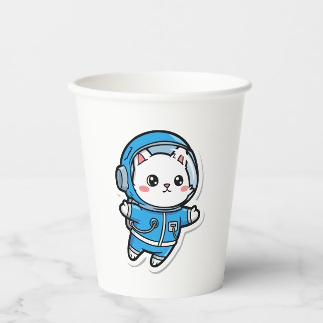 Vasos De Papel Cute Astronaut Cat (Anverso)