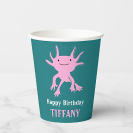 Vasos De Papel Cute Axolotl Pink Salamander Birthday Party