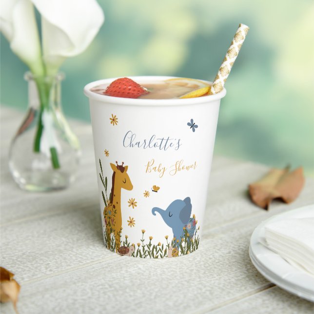 Vasos De Papel Cute Baby Animals Floral Baby Shower (in situ)