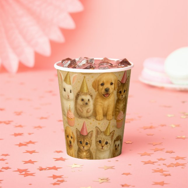 Vasos De Papel Cute baby animals paper cup. (in situ)