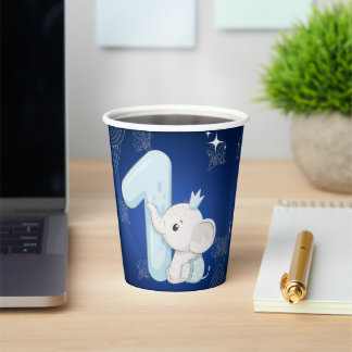 Vasos De Papel Cute Baby Elephant First Birthday