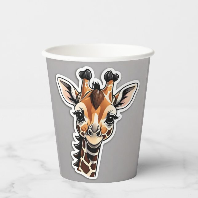 Vasos De Papel Cute Baby Giraffe Face (Anverso)