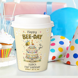 Vasos De Papel Cute Bee Day Birthday | Bumble Bee First Birthday