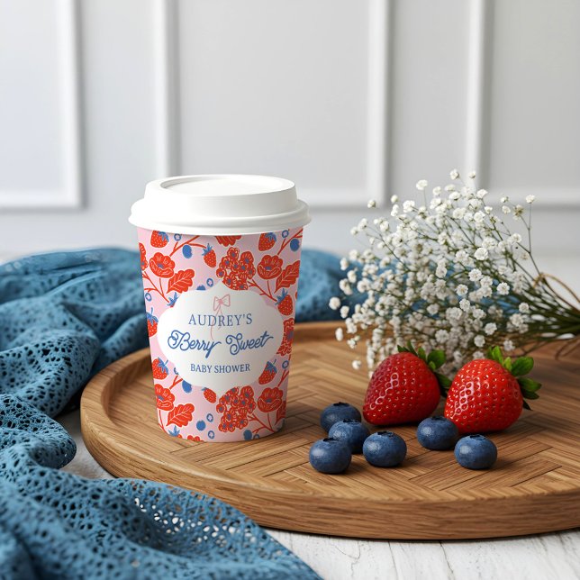 Vasos De Papel Cute Berry Sweet Strawberry Blueberry Baby Shower (Cute Berry Sweet Strawberry Blueberry Baby Shower Paper Cups)