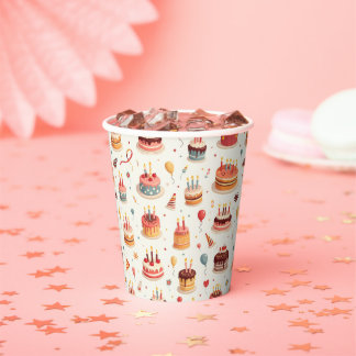 Vasos De Papel Cute Birthday Cakes Paper Party Cups