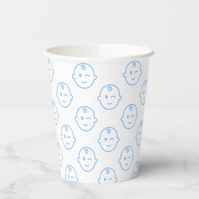 Vasos De Papel Cute Blue Boy Baby Shower Patterned (Izquierda)