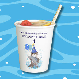 Vasos De Papel Cute Blue Boy Sea Otter fiesta de cumpleaños