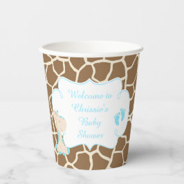 Vasos De Papel Cute Blue Giraffe Baby Shower