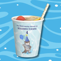 Cute Blue Water Boy Sea Otter fiesta de cumpleaños