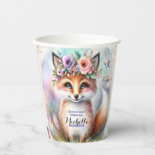 Vasos De Papel Cute Boho Watercolor Woodland Fox Birday Party