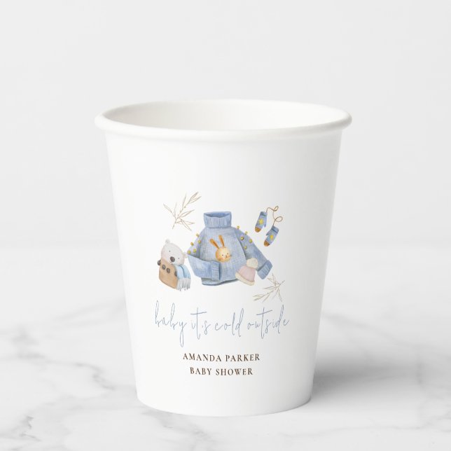 Vasos De Papel Cute Boho Winter Clothes Toyos Chica Baby Shower (Anverso)