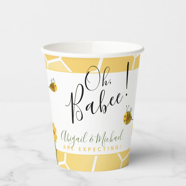 Vasos De Papel Cute Bumble Bee Baby Shower Oh Babee (Izquierda)