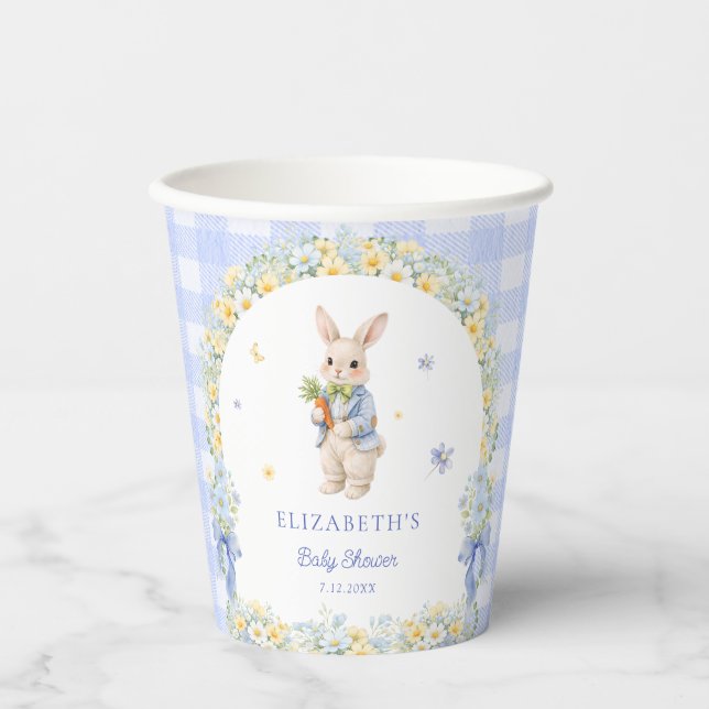 Vasos De Papel Cute Bunny Blue Baby Shower Paper Cups (Anverso)