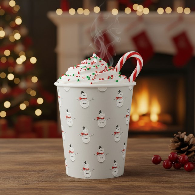 Vasos De Papel Cute Button Snowmen Grey  (Subido por el creador)