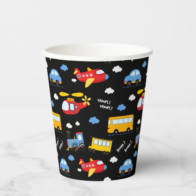 Vasos De Papel Cute Cartoon Vehicles Pattern  (Anverso)
