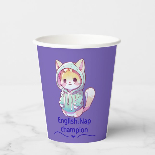 Vasos De Papel Cute Cat Nap Champion Too T-Shirt (Anverso)
