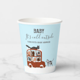 Vasos De Papel Cute Cats in car Winter Cold Baby Shower