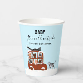 Vasos De Papel Cute Cats in car Winter Cold Baby Shower