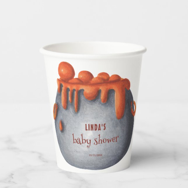Vasos De Papel Cute Cauldron Halloween Baby Shower (Anverso)