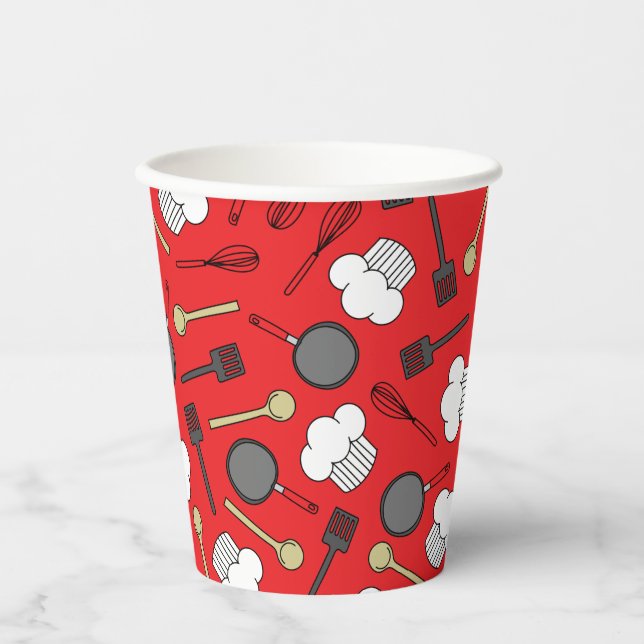 Vasos De Papel Cute Chef Cocinando Niños Primer Fiesta de Cumplea (Anverso)