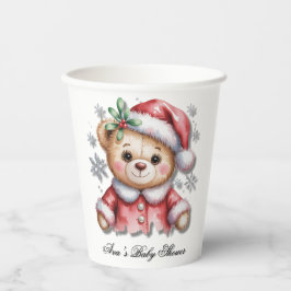 Vasos De Papel Cute Christmas Bear and Snowflakes Baby Shower