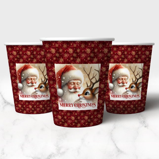 Vasos De Papel Cute Christmas Cups for Kids Santa Claus Theme (Cute Christmas Cups for Kids Santa Claus Theme)