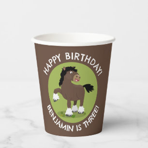 Vasos De Papel Cute Clydesdale equino de cumpleaños personalizado