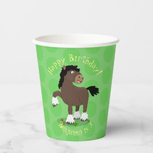 Vasos De Papel Cute Clydesdale personalizado de caballo ilustraci