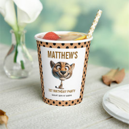 Vasos De Papel Cute Crazy Cheetah Farm Theme 1st Birthday