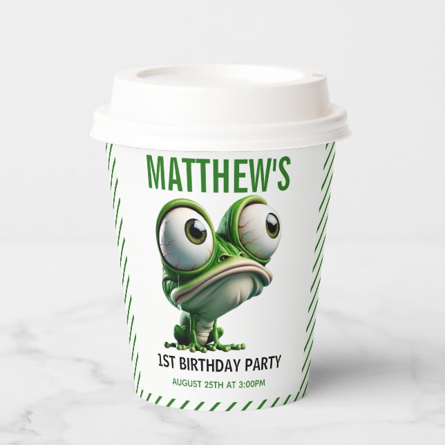 Vasos De Papel Cute Crazy Frog Farm Theme 1st Birthday (Anverso)