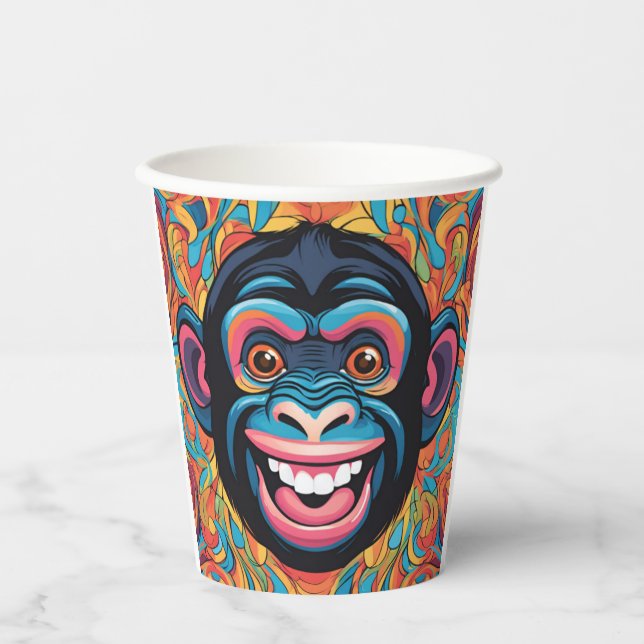 Vasos De Papel Cute Crazy Funny Chimpanzee (Anverso)