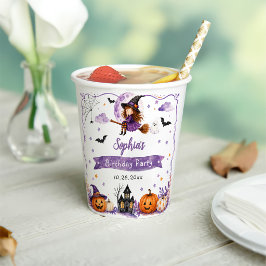 Vasos De Papel Cute Cumpleaños de Halloween con Acuarela