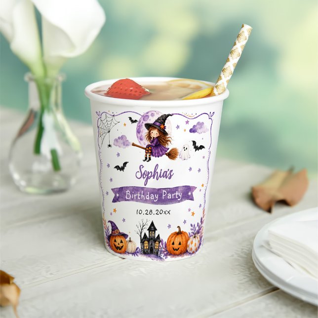 Vasos De Papel Cute Cumpleaños de Halloween con Acuarela (Subido por el creador)