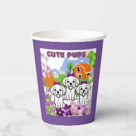 Vasos De Papel Cute Cuppies Y Flores Tema Púrpura