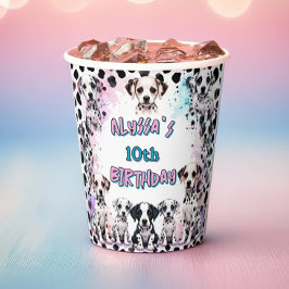 Vasos De Papel Cute de cumpleaños de Dalmatian Pastel