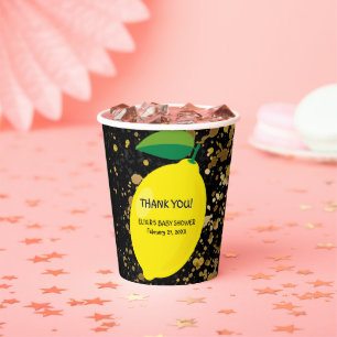 Vasos De Papel Cute Divertido amarillo Lemon Gold Purpurinas Baby