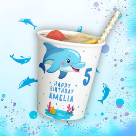 Vasos De Papel Cute Dolphin Sea Animals Kids Birthday Party