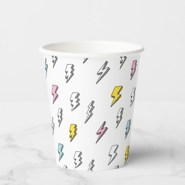 Vasos De Papel Cute Doodle Lightning Bolt Pattern (Anverso)