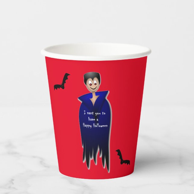 Vasos De Papel Cute Dracula Halloween (Anverso)
