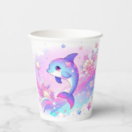 Vasos De Papel Cute Dreamy Dolphin Baby Shower
