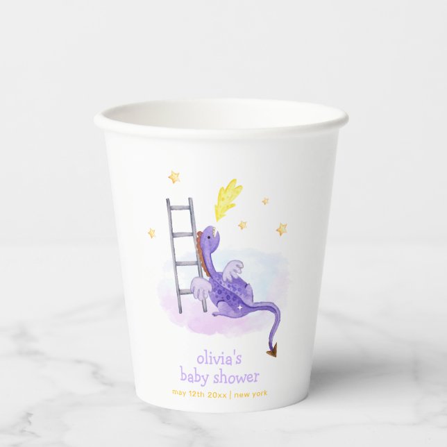 Vasos De Papel Cute Dreamy Fairytale Dragon Stars Baby Shower (Anverso)