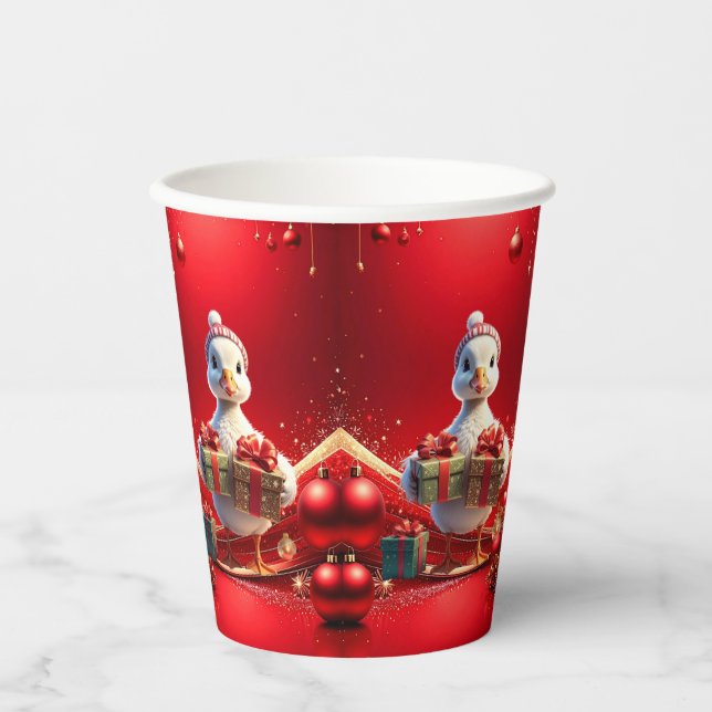 Vasos De Papel Cute Duck Christmas Holiday Paper Cups (Anverso)