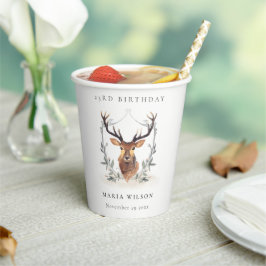 Vasos De Papel Cute Dusky Deer Floral Escudo Cualquier Edad Cumpl