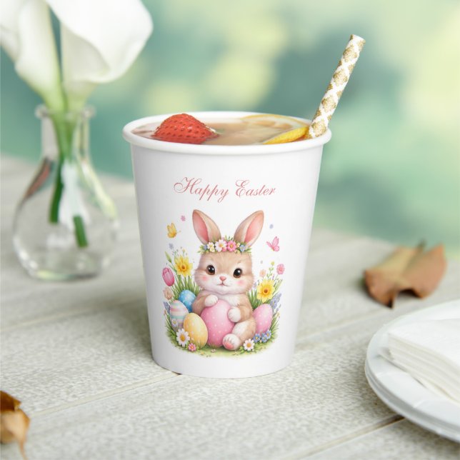 Vasos De Papel Cute Easter Bunny Rabbit Pink Blush Peony (in situ)