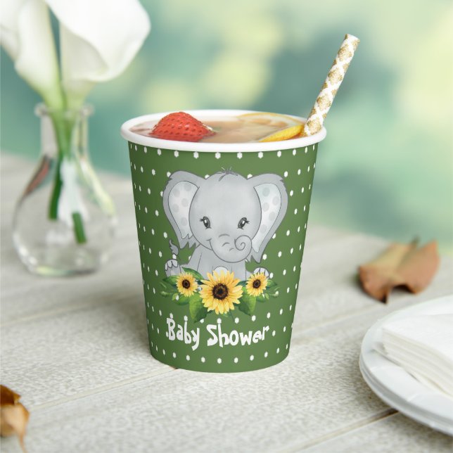 Vasos De Papel Cute Elephant Baby Shower (in situ)