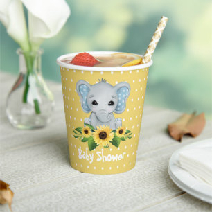 Vasos De Papel Cute Elephant Baby Shower
