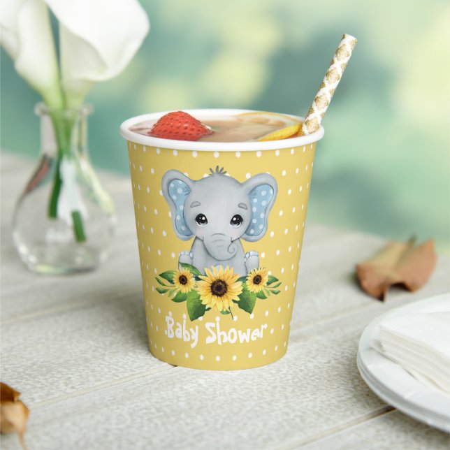 Vasos De Papel Cute Elephant Baby Shower (in situ)