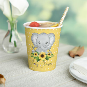 Vasos De Papel Cute Elephant Baby Shower