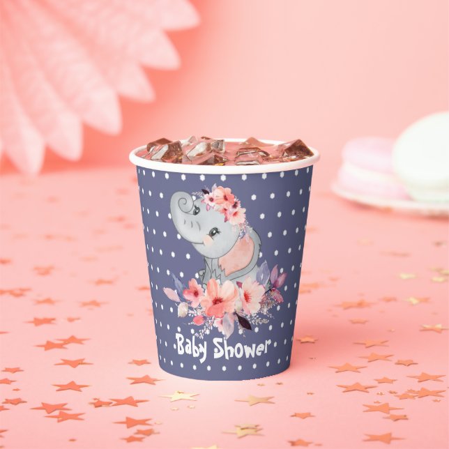 Vasos De Papel Cute Elephant Baby Shower (in situ)